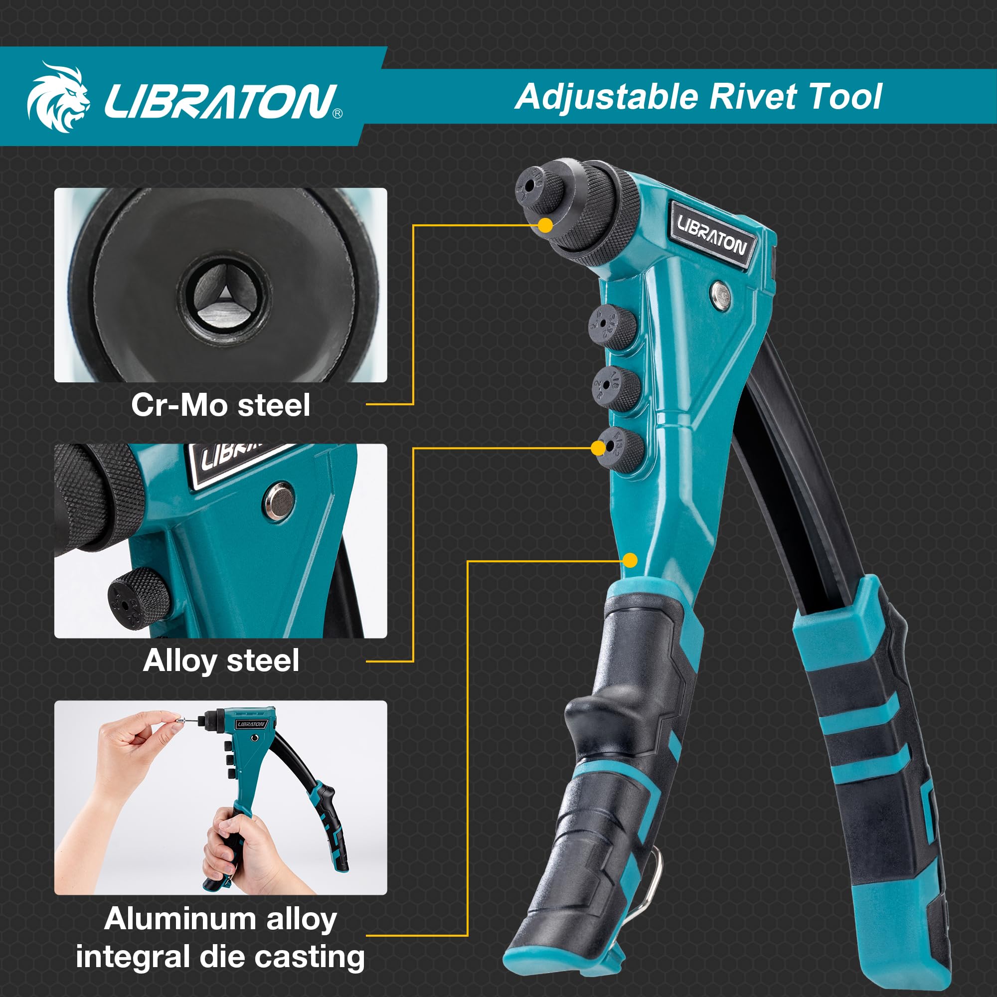 LIBRATON ergonomic TPR handle close-up for comfortable, low-fatigue use