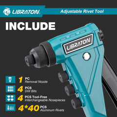 LIBRATON tool-free nozzle close-up showing quick interchangeable sizes