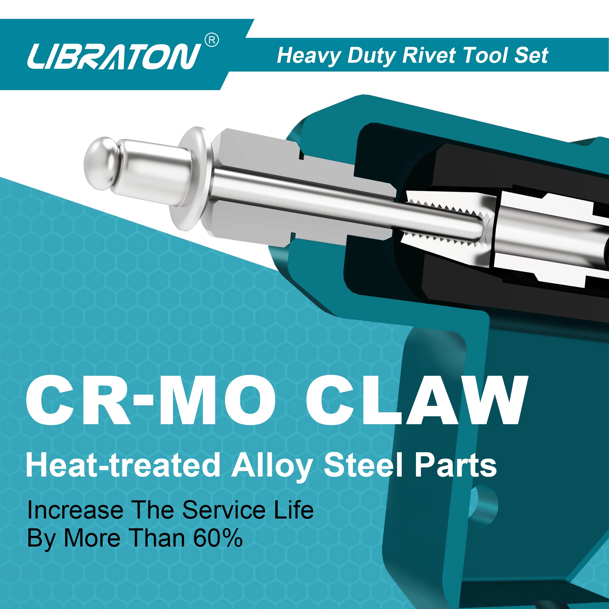 LIBRATON rivet gun in use on sheet metal delivering secure fastening