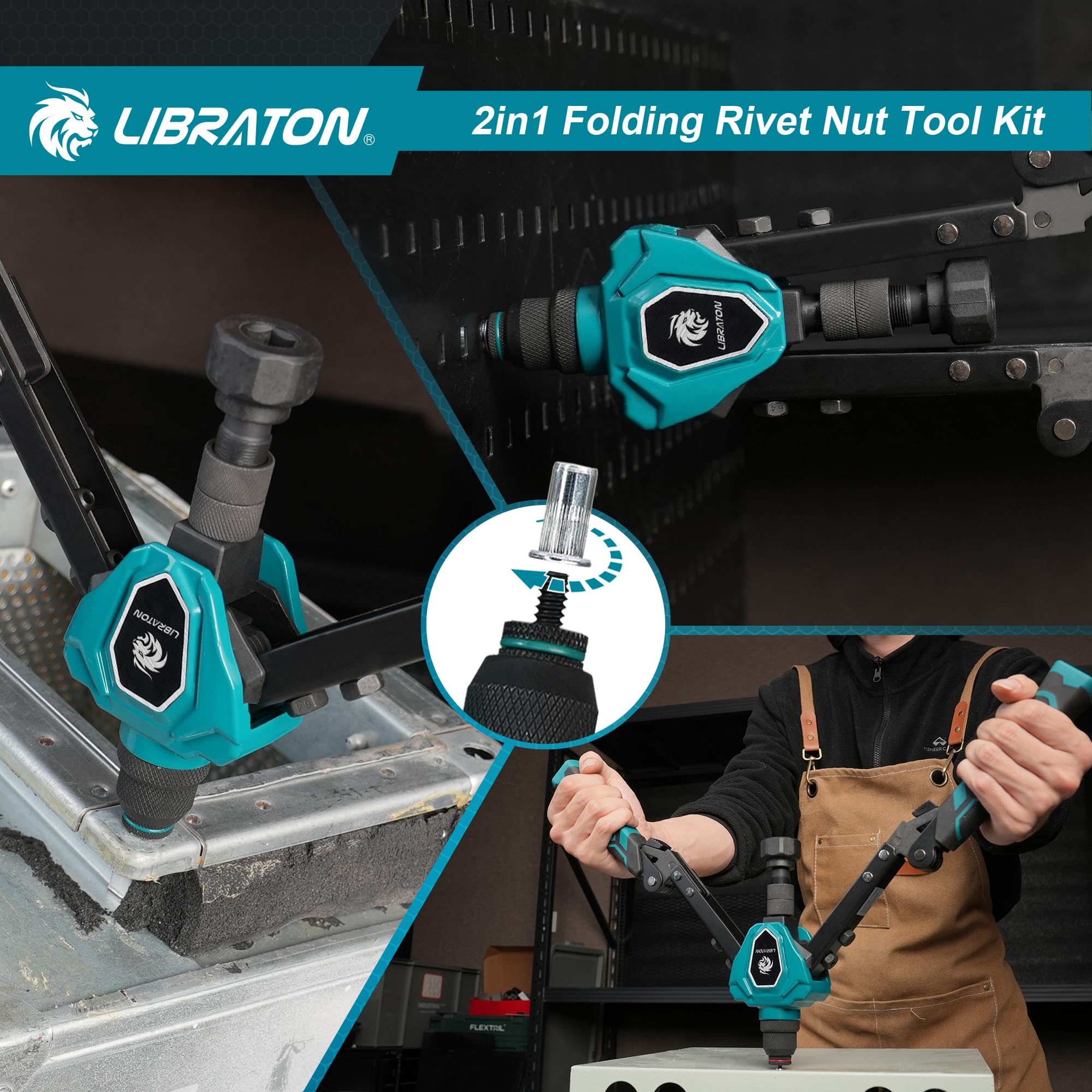 LIBRATON tool in use on car body panel offering professional fastening