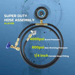 Lichamp heavy-duty 5 ft hose detail demonstrating robust burst-pressure safety