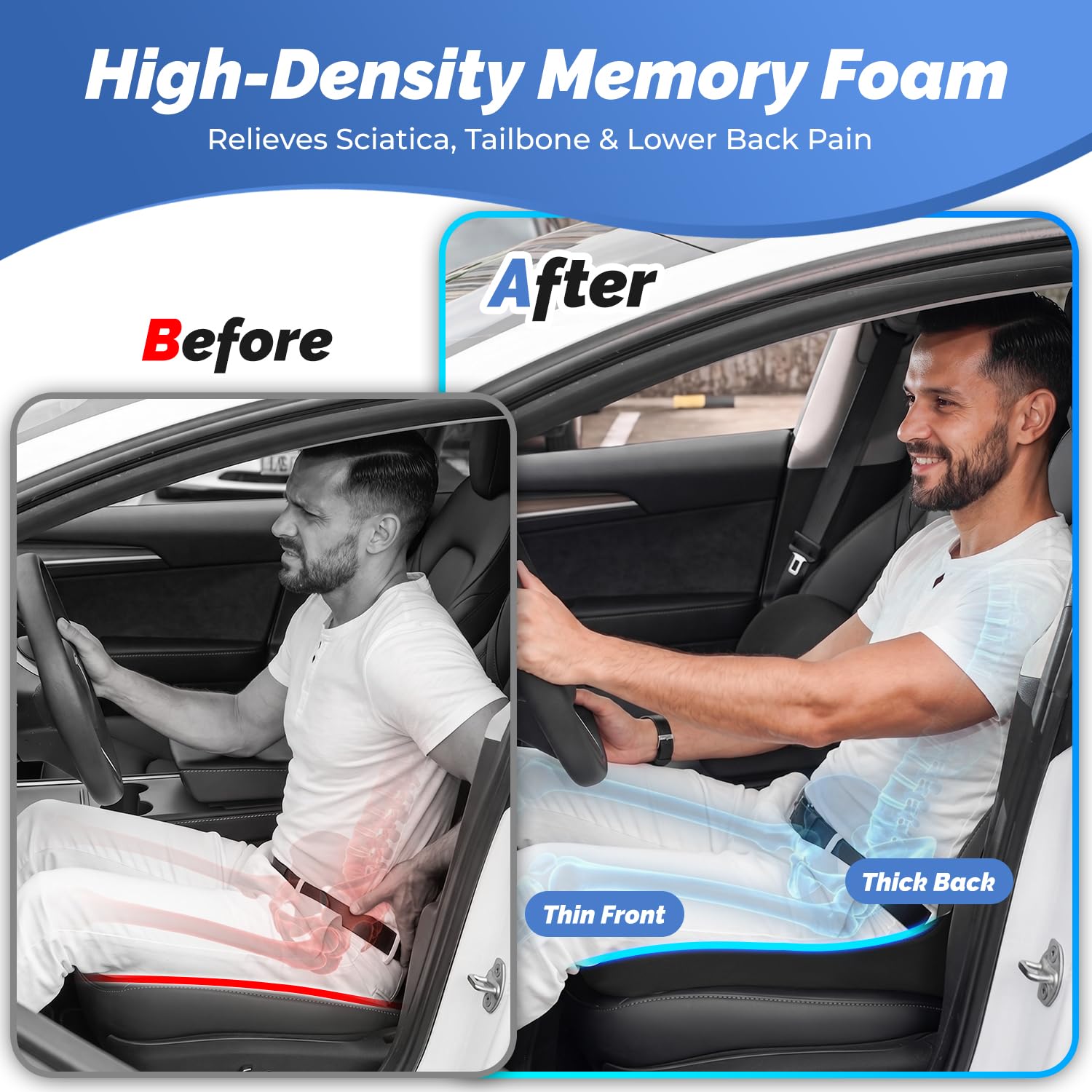 LiebKomfon cushion installed in car for improved driving view