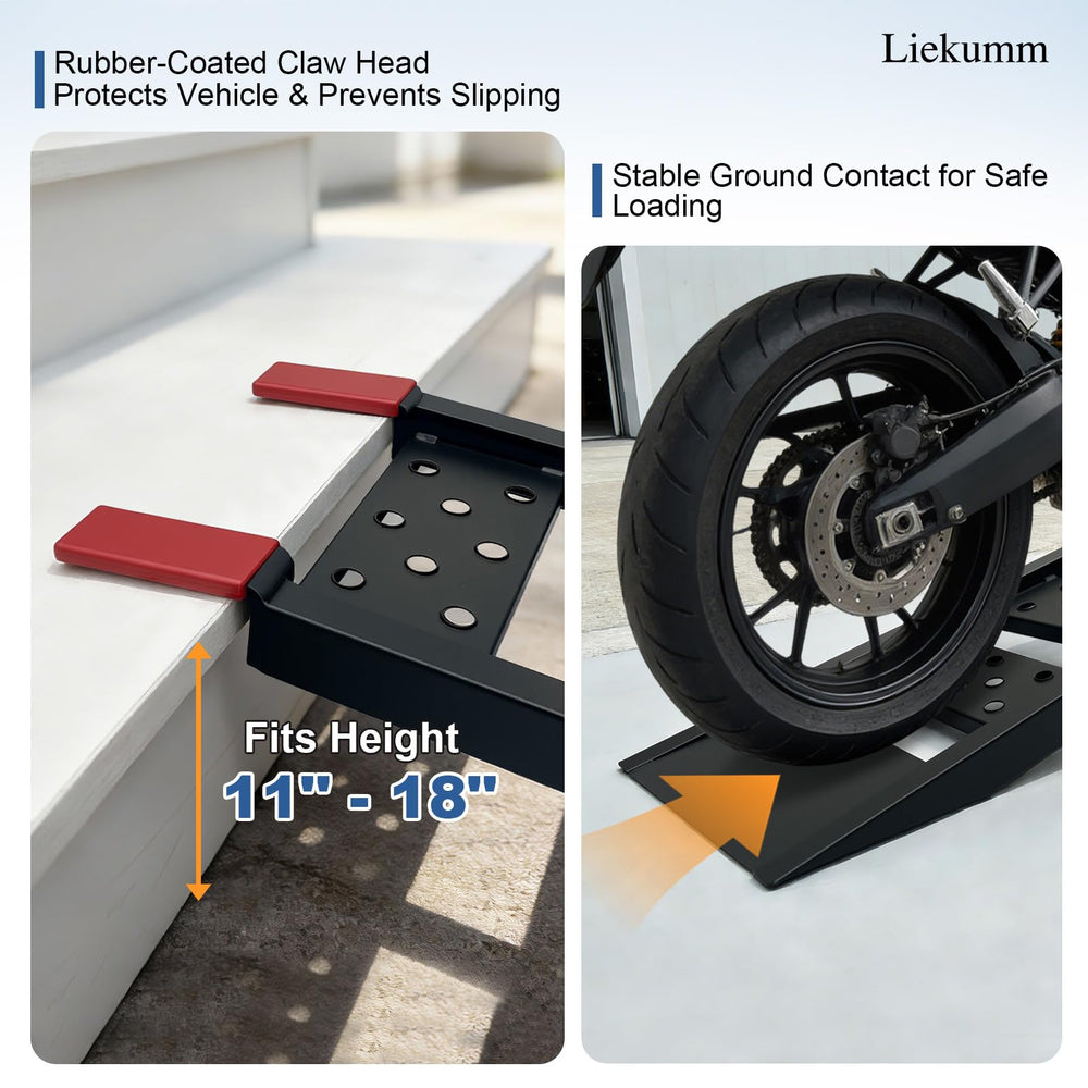 LIEKUMM ramp folded and stored under truck seat highlighting space-saving