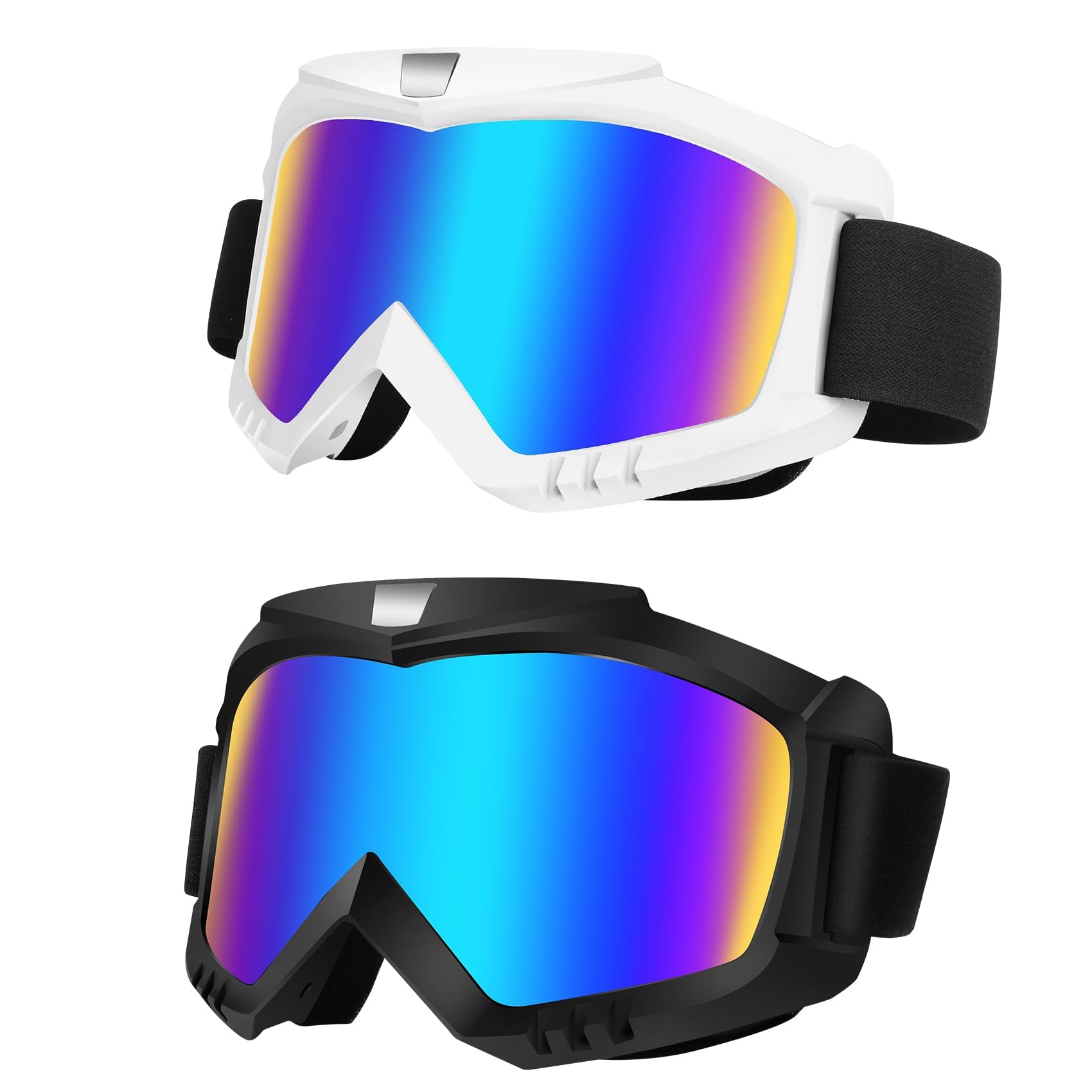 Lievermo front view of black and white goggles showing design and coverage benefit