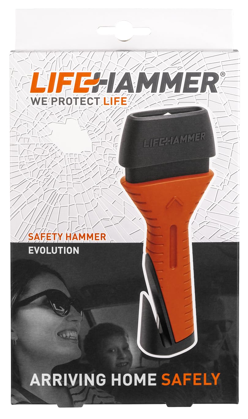 Lifehammer seatbelt cutter detail showing sharp blade for fast cutting