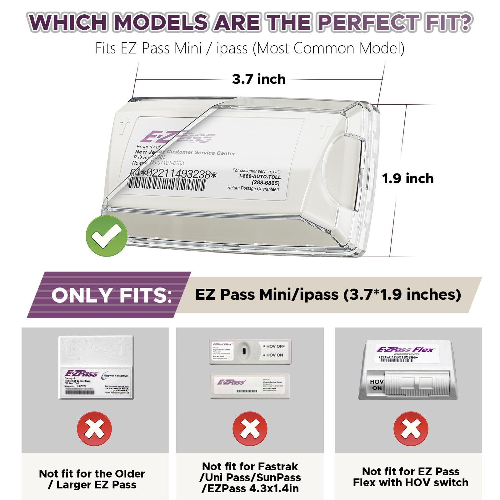 LiftRemote holder with EZ Pass Mini in windshield for secure reads