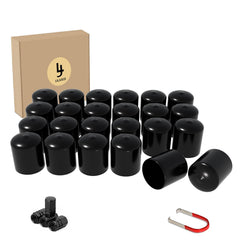 LILJUECE front view of kit showing 24 lug nut covers and included tool benefits neat finish