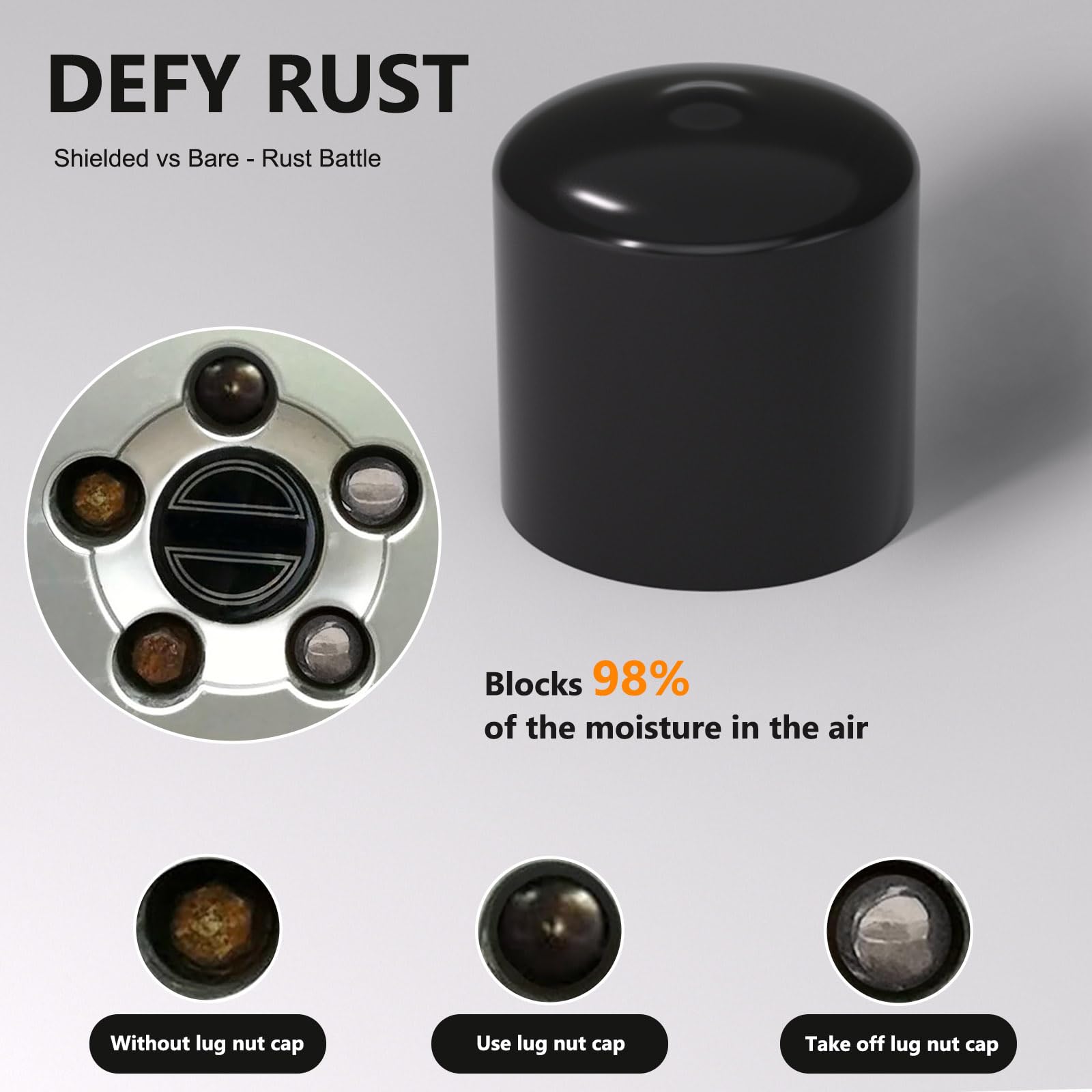 LILJUECE four black valve stem caps and removal clip included for coordinated appearance