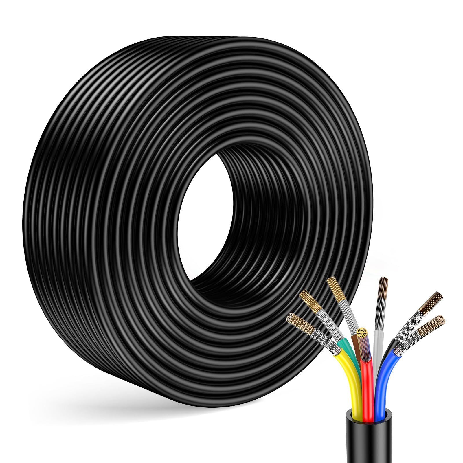 LIMICAR 25ft 7-way roll front view showing full spool and labeling, clear identification benefit