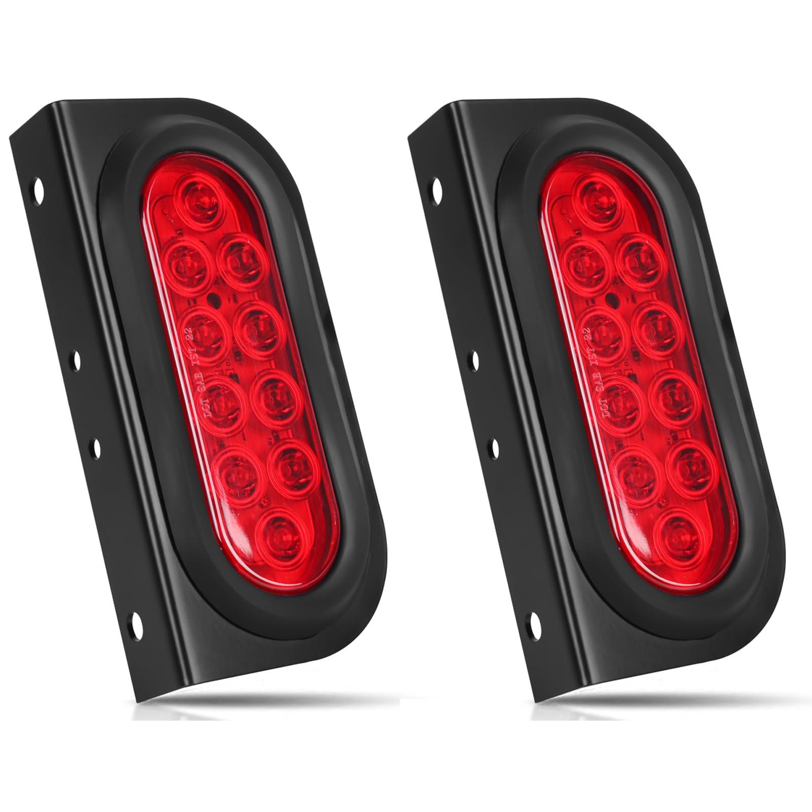 LIMICAR front view of oval LED trailer lights showing bright lens and bracket benefits visibility