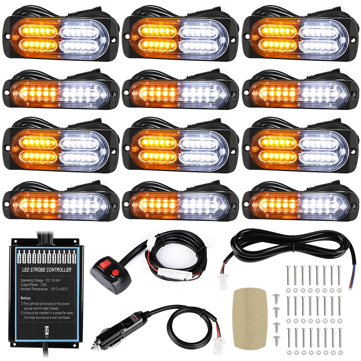 LINKITOM front view of 12pcs strobe array showing compact design and brightness