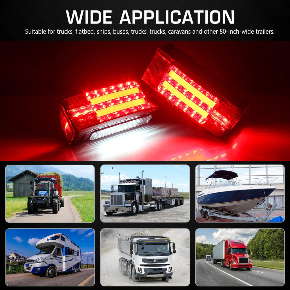LINKITOM night scene showing bright LEDs enhancing rear visibility for towing safety