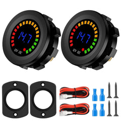 Linkstyle front view round voltmeter showing clear LED readout and compact design