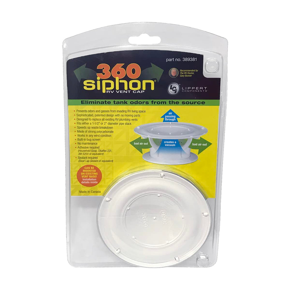 Lippert 360 Siphon built-in bug screen close-up blocking insects effectively