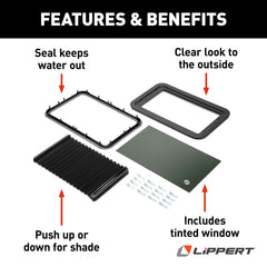 Lippert Components side profile showing thin blind retracted and maintained door clearance