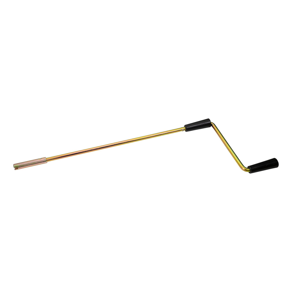 Lippert crank handle turning a jack showing effortless manual operation benefit