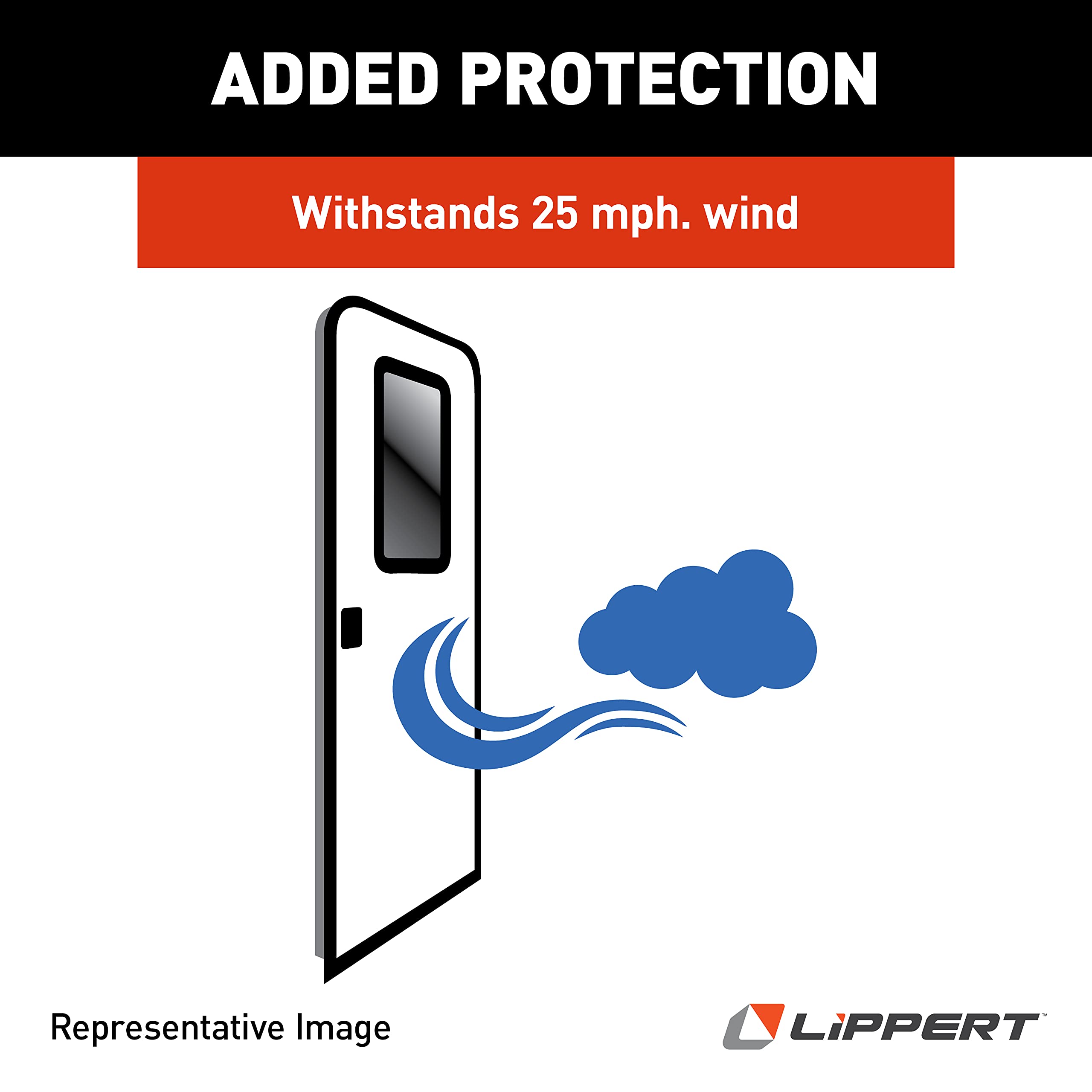 Lippert Components hinge black finish detail matching RV trim for a clean look