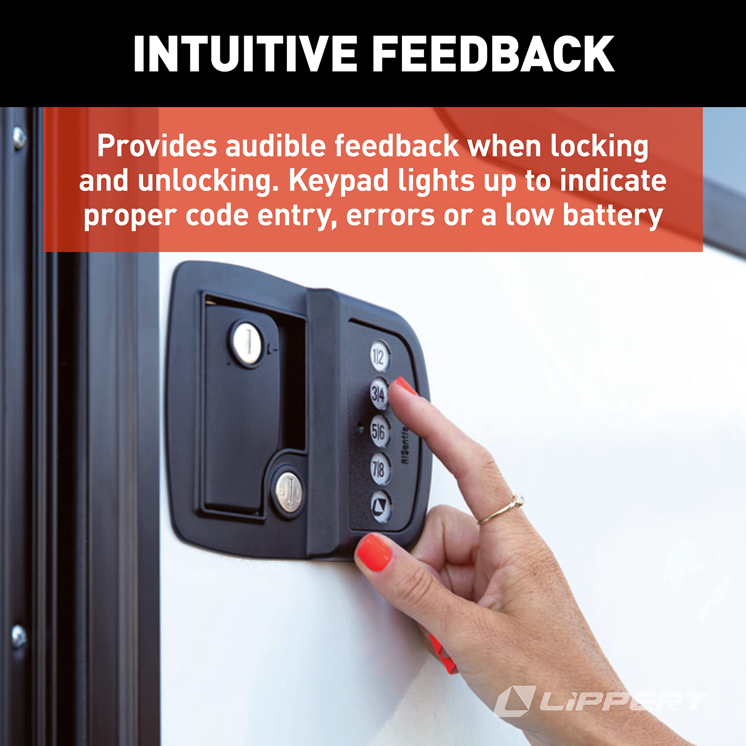 Lippert Components lock installed on camper door in use for convenience and security