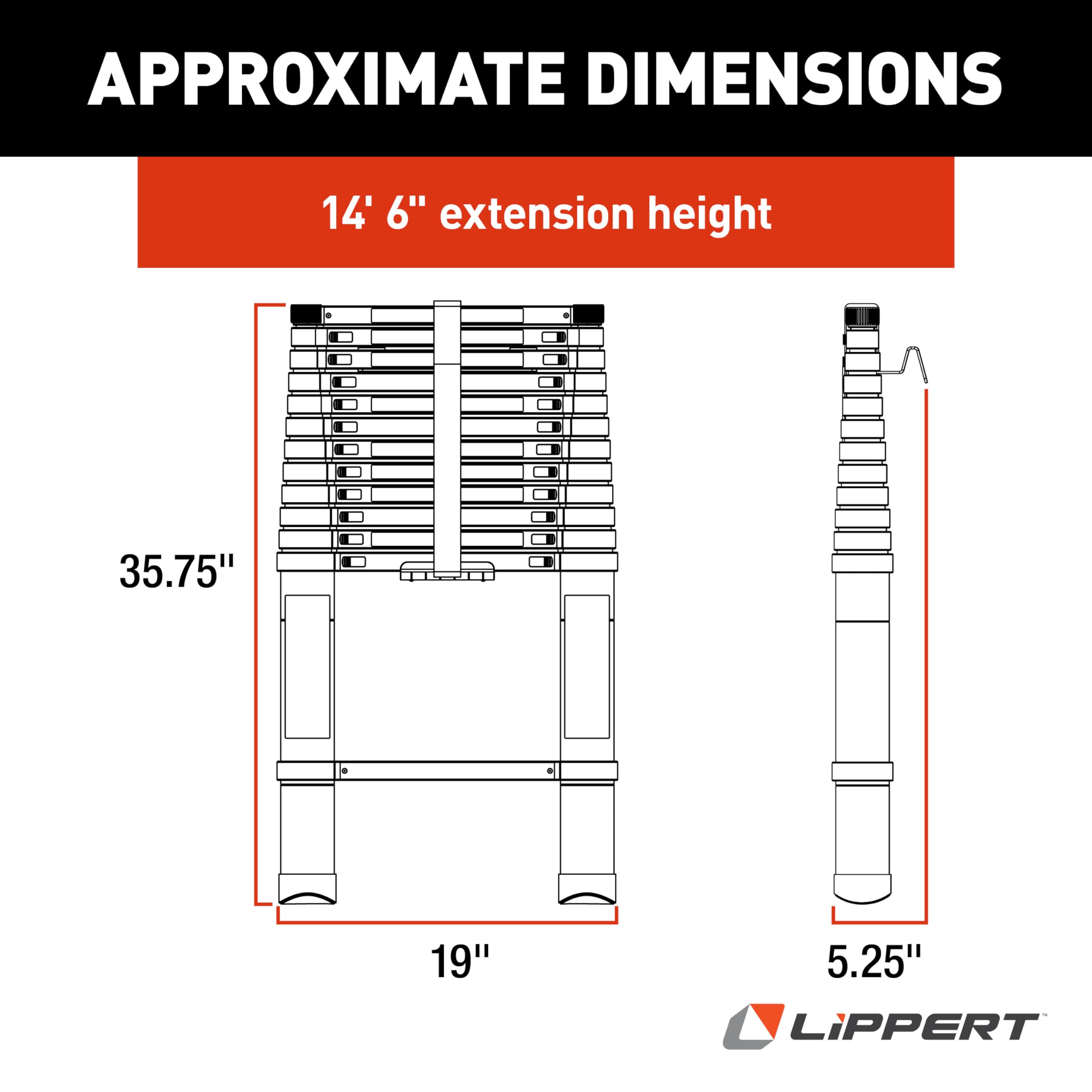 Lippert close-up of 5/8 inch steel locking pin for secure extension benefit