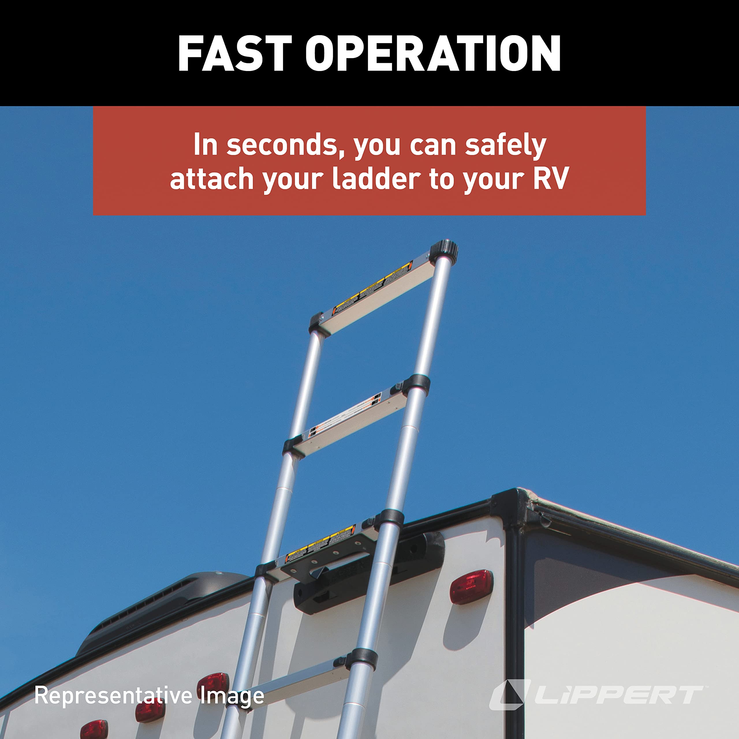 Lippert ladder grooved 1.5-inch rungs offering improved climbing traction