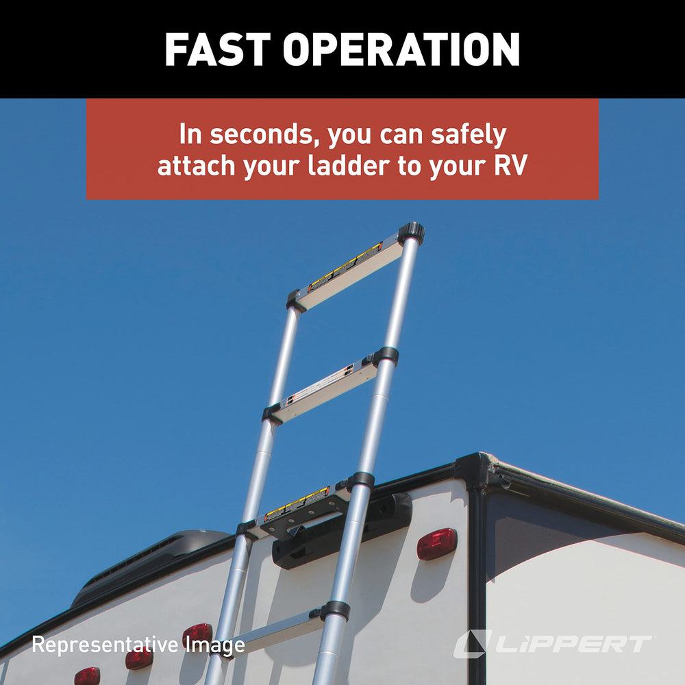 Lippert ladder grooved 1.5-inch rungs offering improved climbing traction