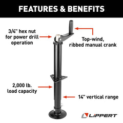 Lippert Components removable footpad detail providing stable ground contact and better support