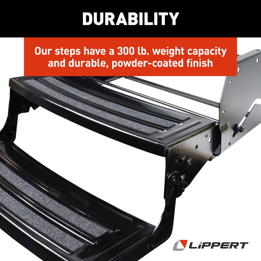 Lippert Radius label and black powder coat finish showing durable corrosion resistance