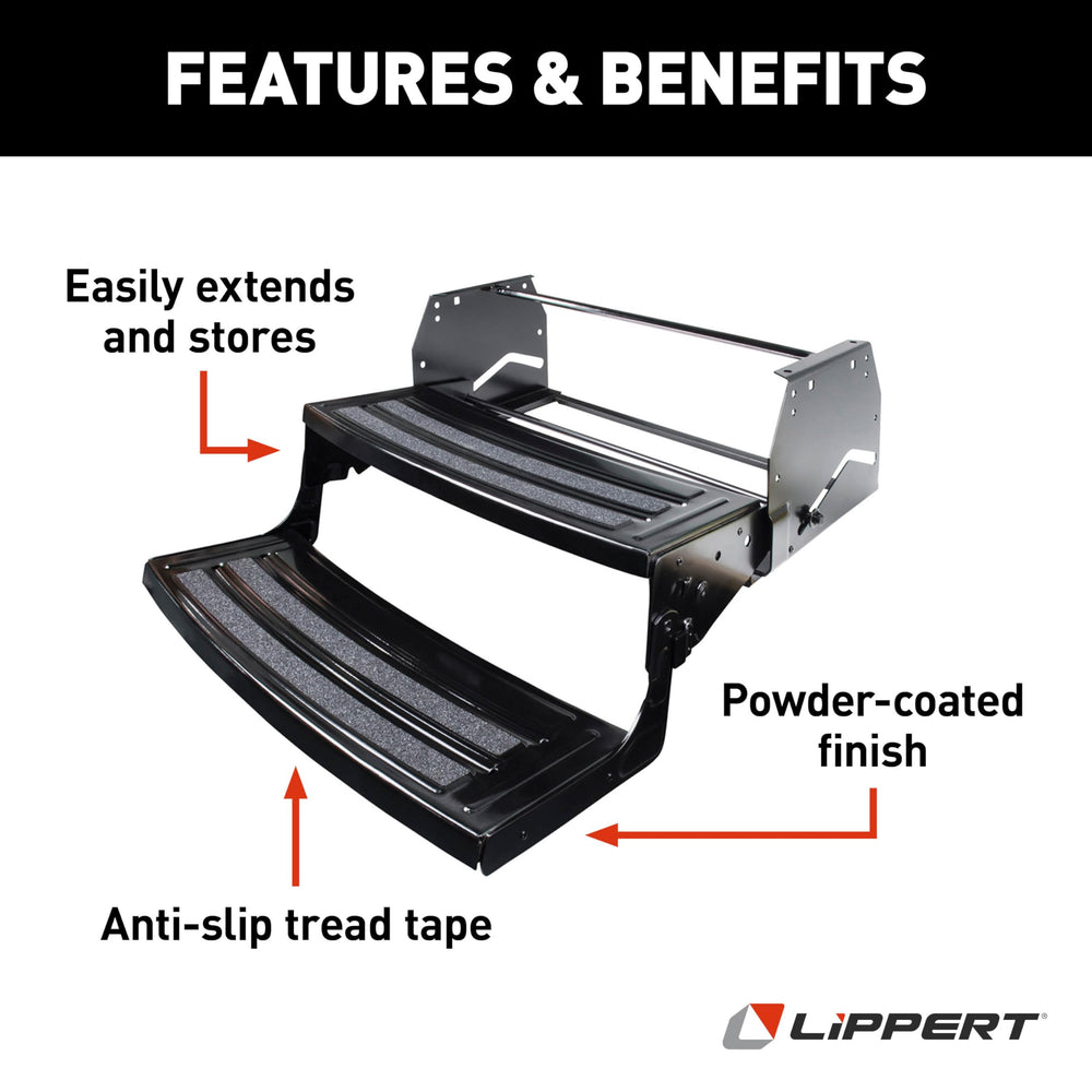 Lippert Radius side profile illustrating the 8-inch rise between steps for consistent stepping
