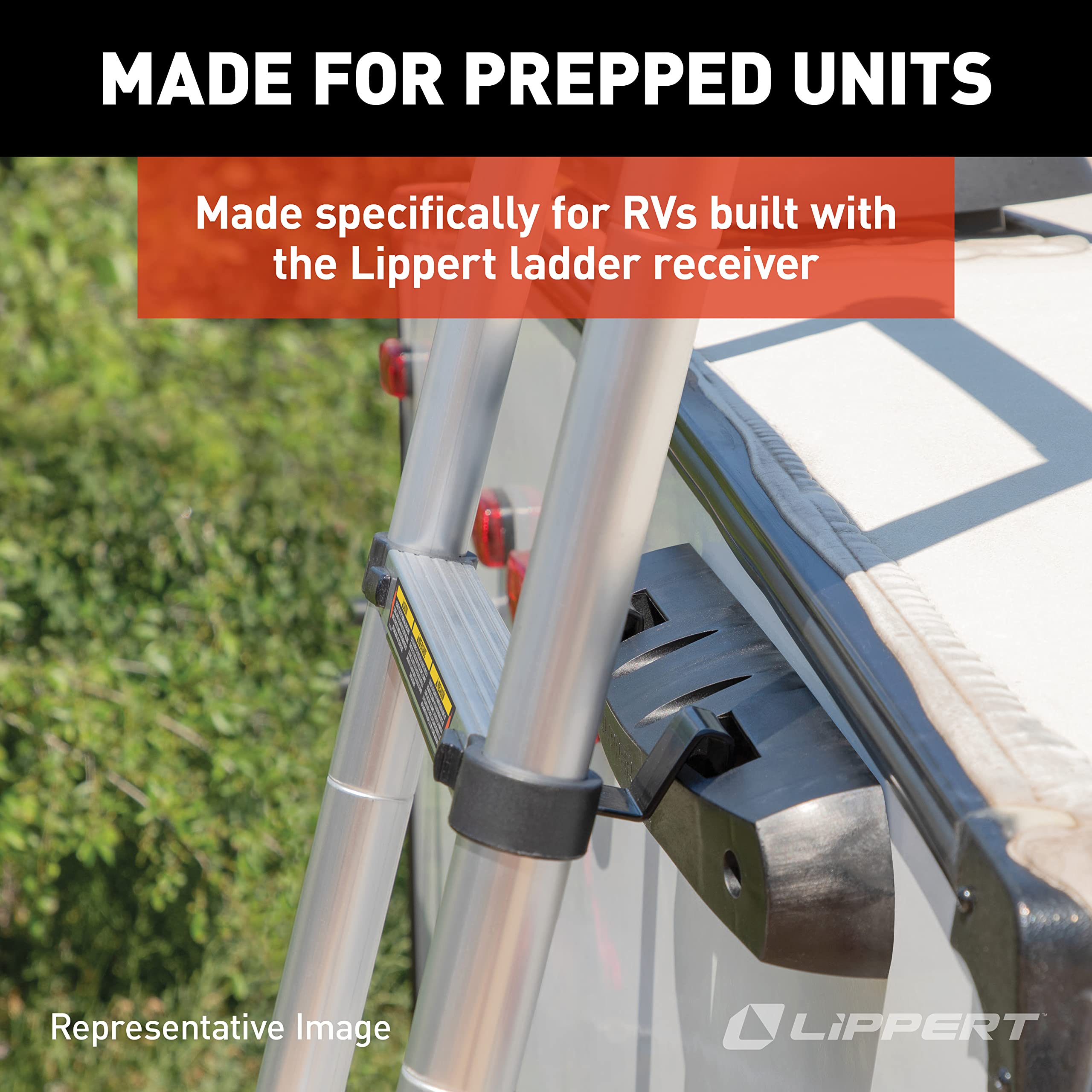 Lippert molded rubber feet contacting ground for better grip and surface protection