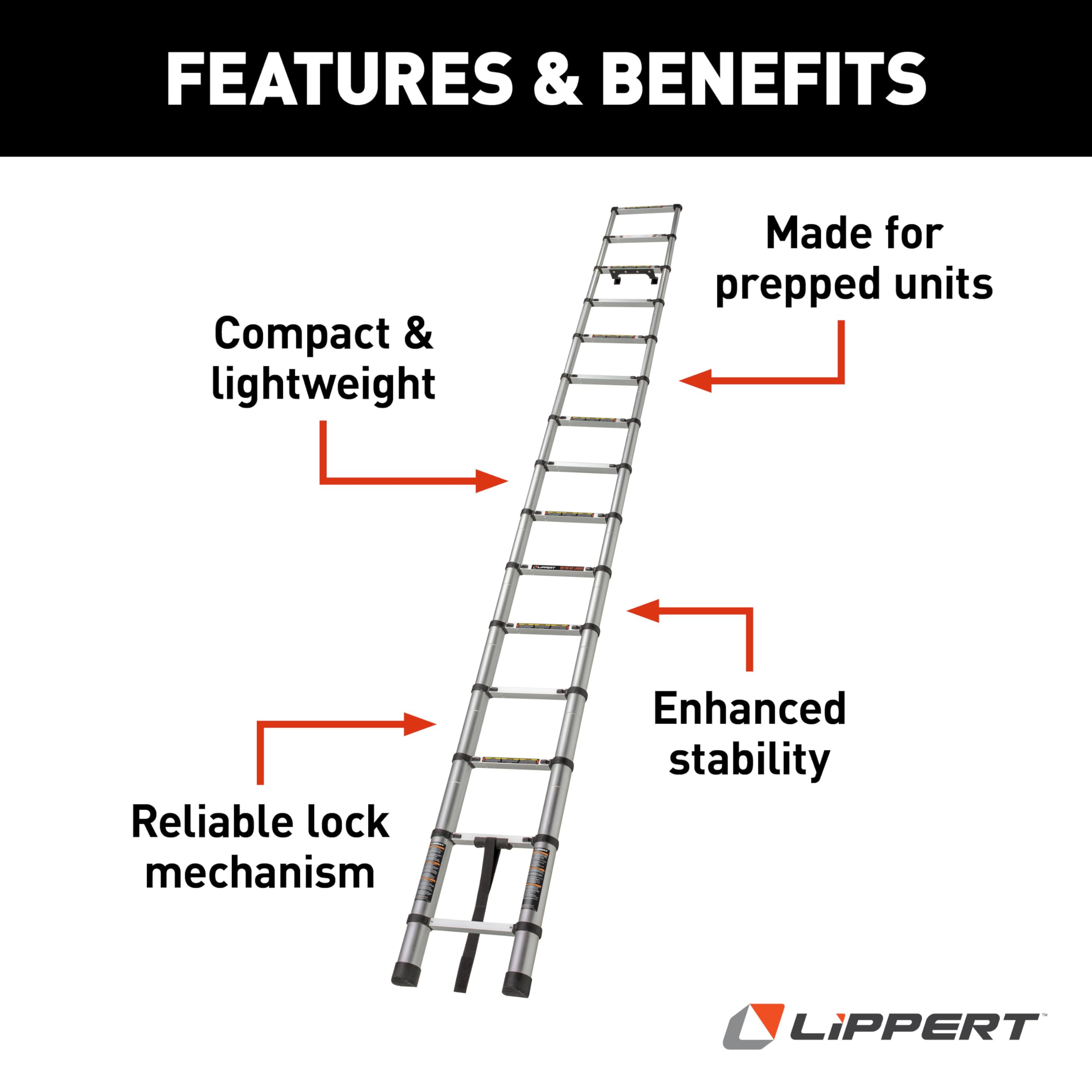 Lippert detail of grooved 1.5 inch rungs for improved traction benefit