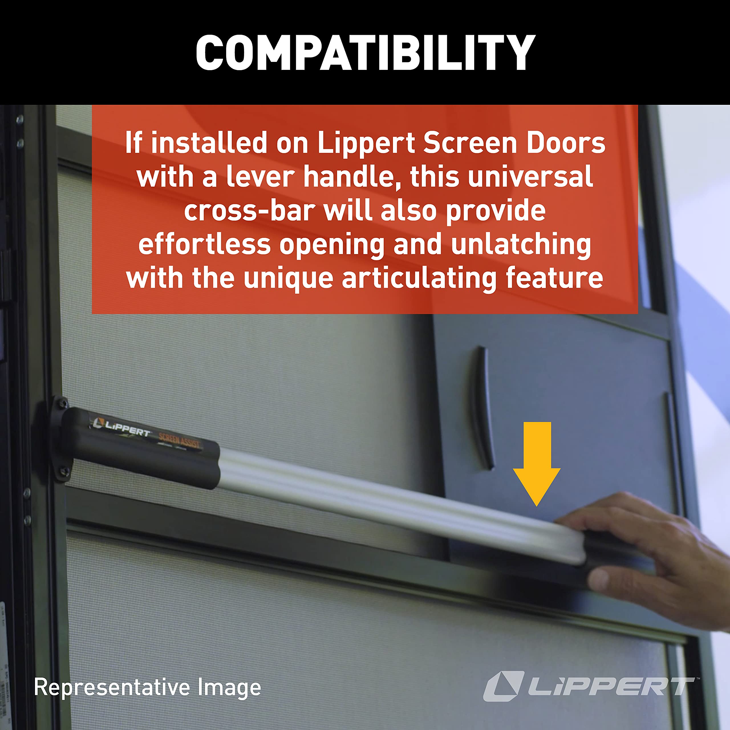 Lippert Components articulation detail with lever-style handle for unified unlatch benefit