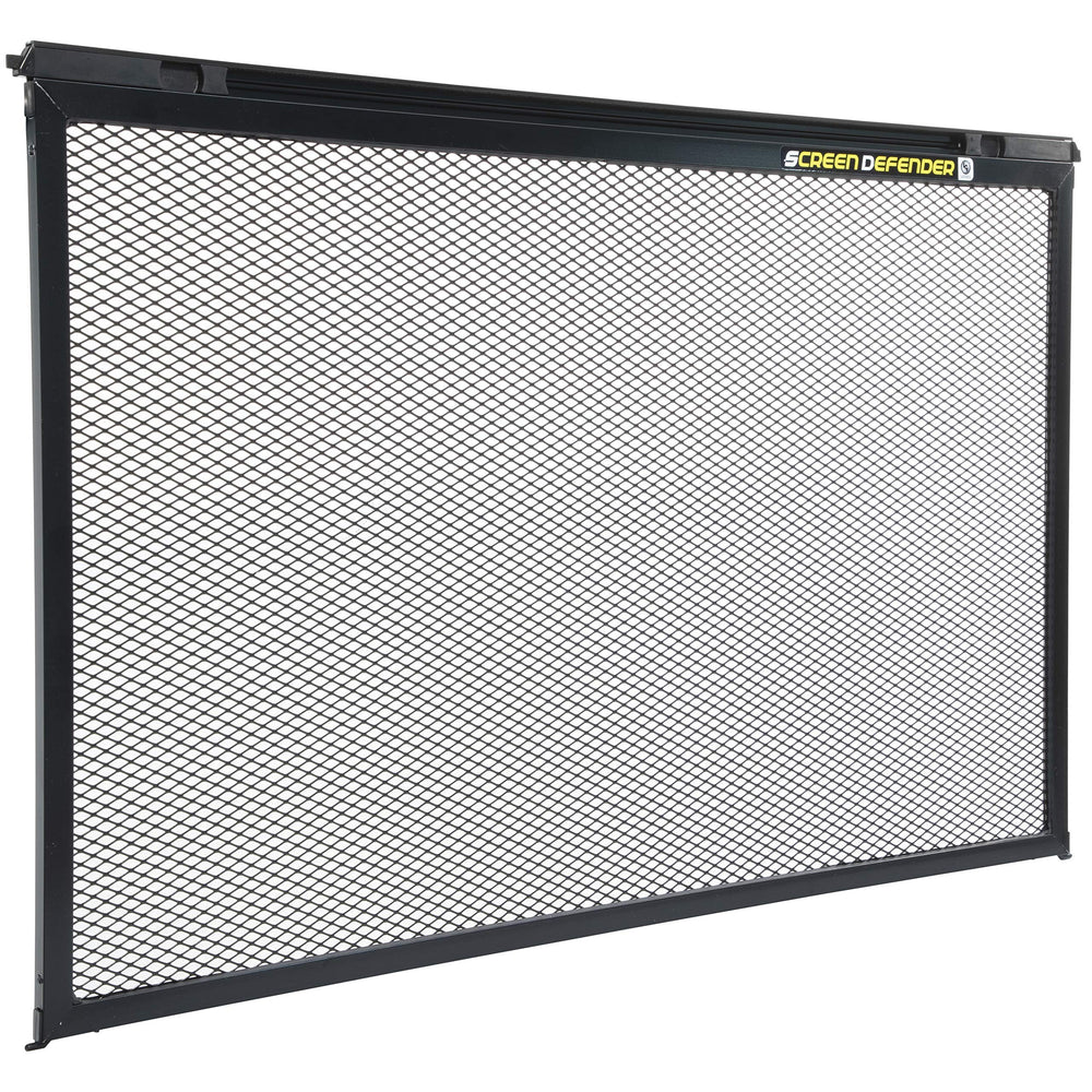 Lippert Screen Defender front view showing full black guard and neat fit for protection