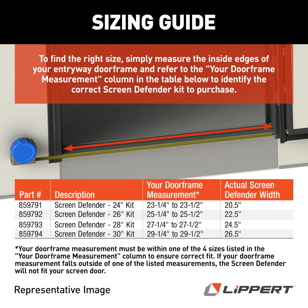 Lippert Screen Defender installed in RV door channels preventing pet access while ventilating