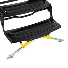 Lippert Components Solid Stance front view showing stabilizer mounted and stable entry benefit