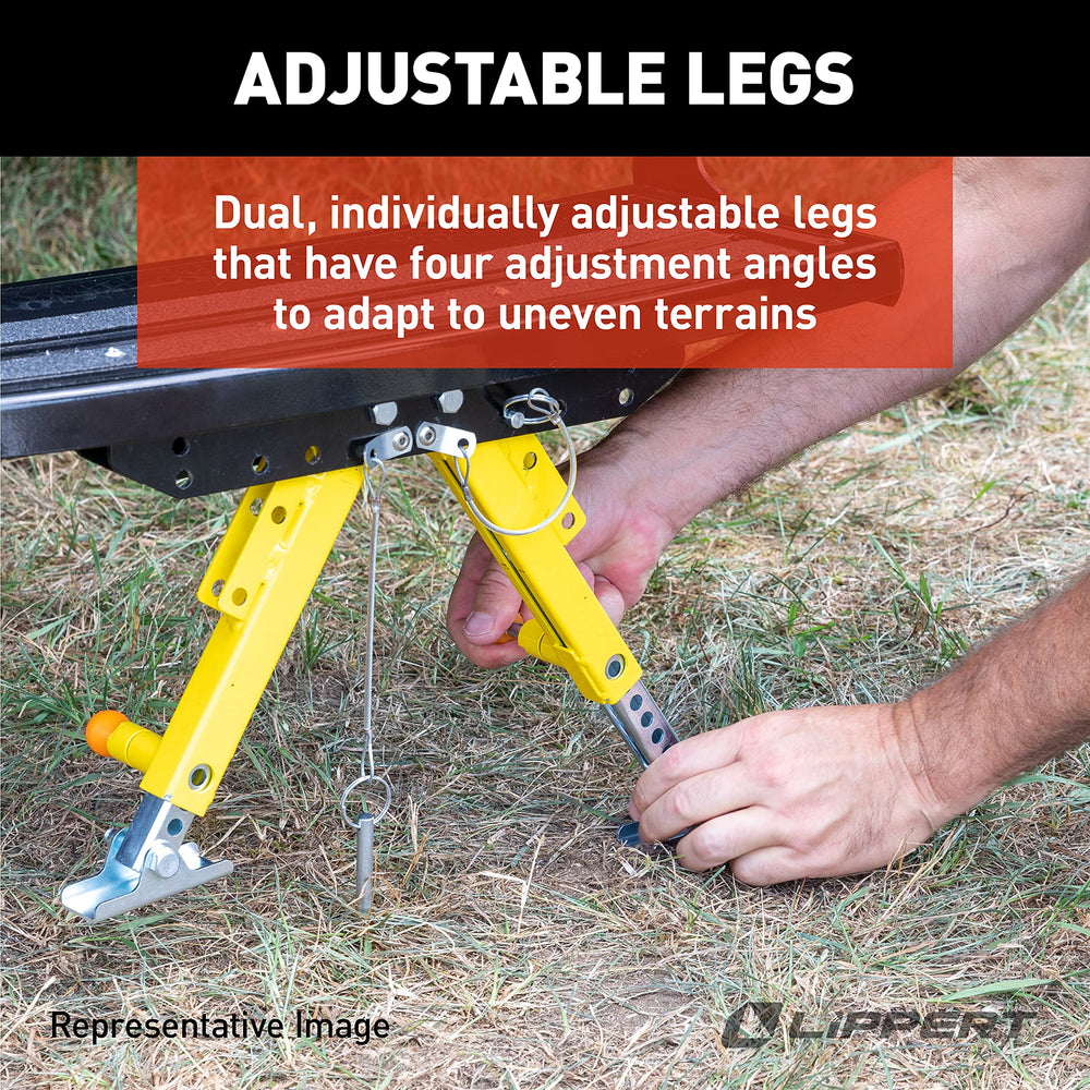 Lippert Components lifestyle shot of RV entry using Solid Stance for safer boarding