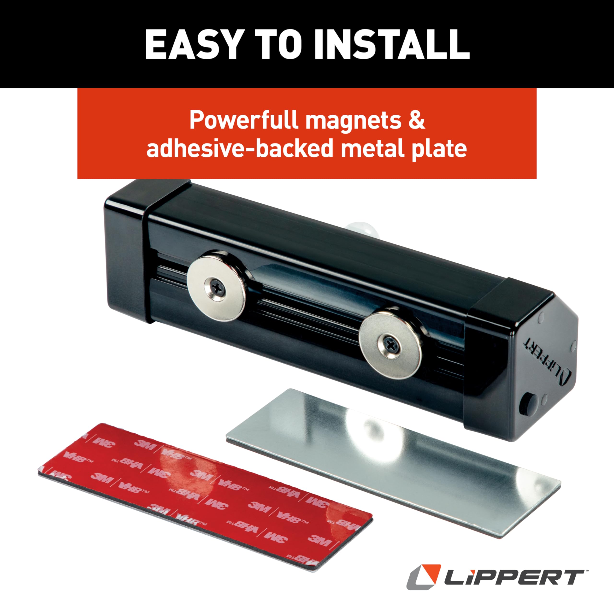 Lippert adhesive metal plate attached to non-magnetic surface for versatile mounting