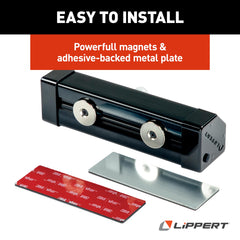 Lippert adhesive metal plate attached to non-magnetic surface for versatile mounting