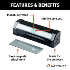 Lippert close-up of built-in magnets showing secure magnetic attachment benefit
