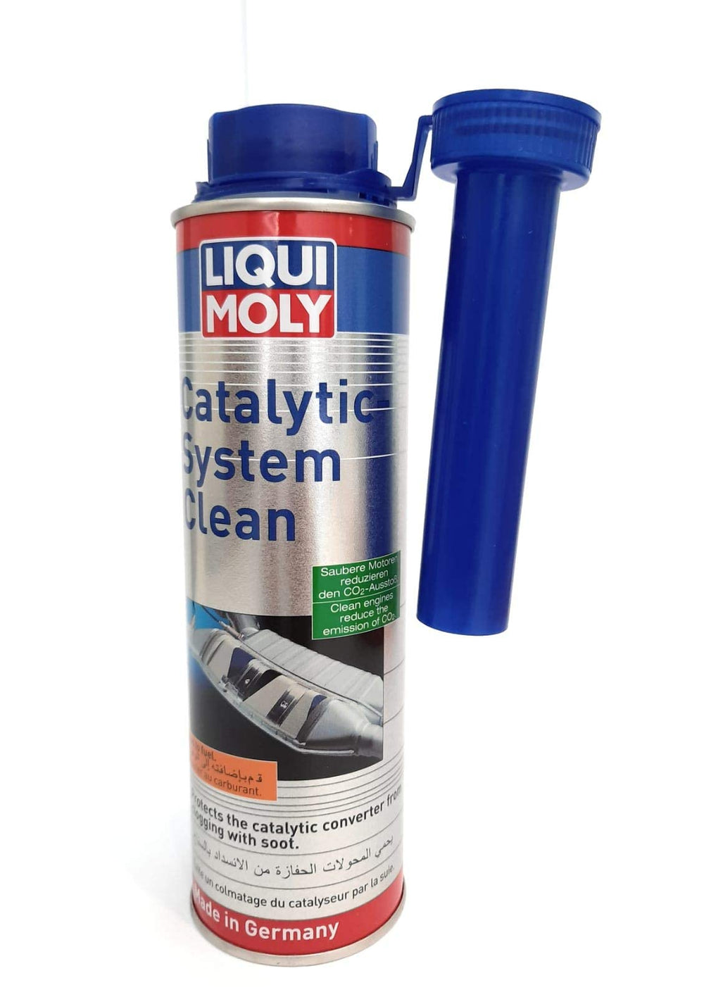 Liqui Moly diagram of catalytic converter, highlighting soot protection benefit