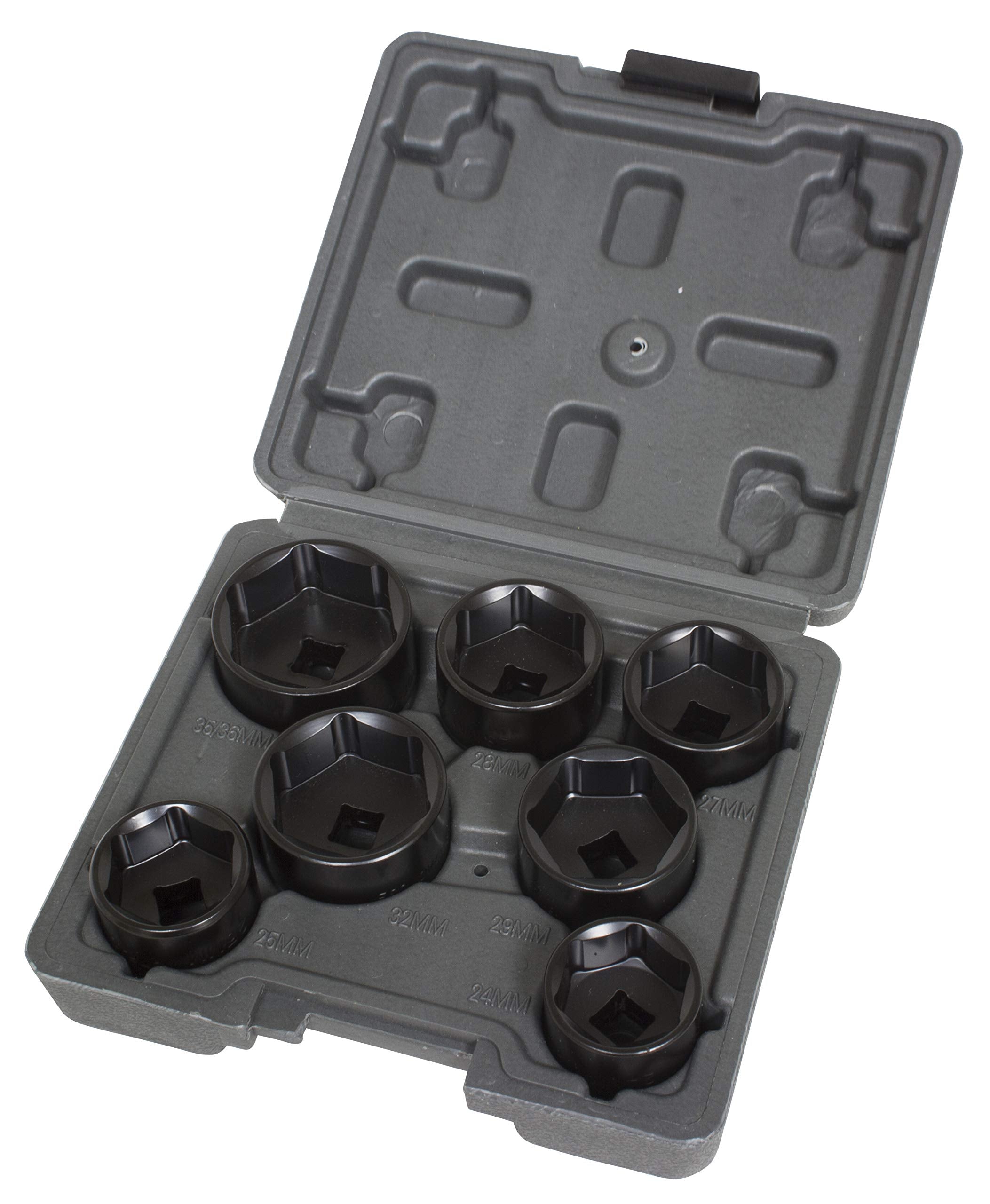 Lisle 13270 front view case showing seven low-profile sockets and organized layout for easy selection