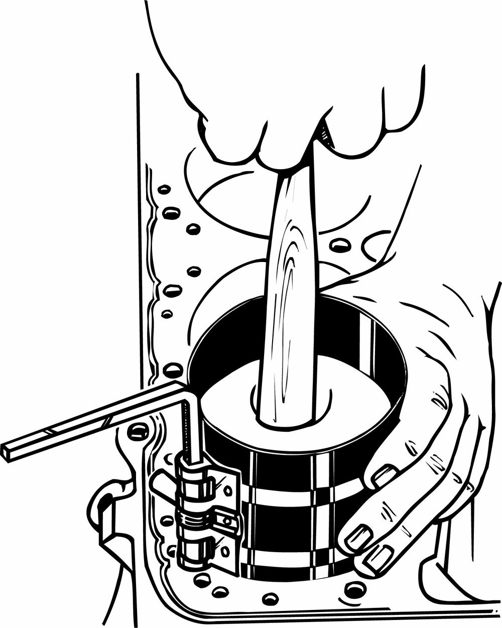 Lisle 19500 close-up of spring clutch detail for smooth ring compression