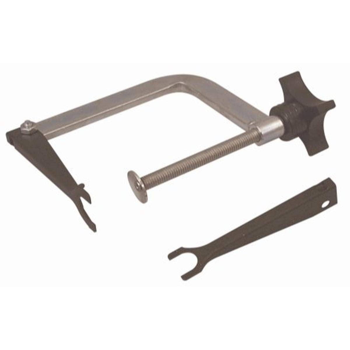 Lisle 23300 compressor front view showing durable frame and clear benefit: stable compression