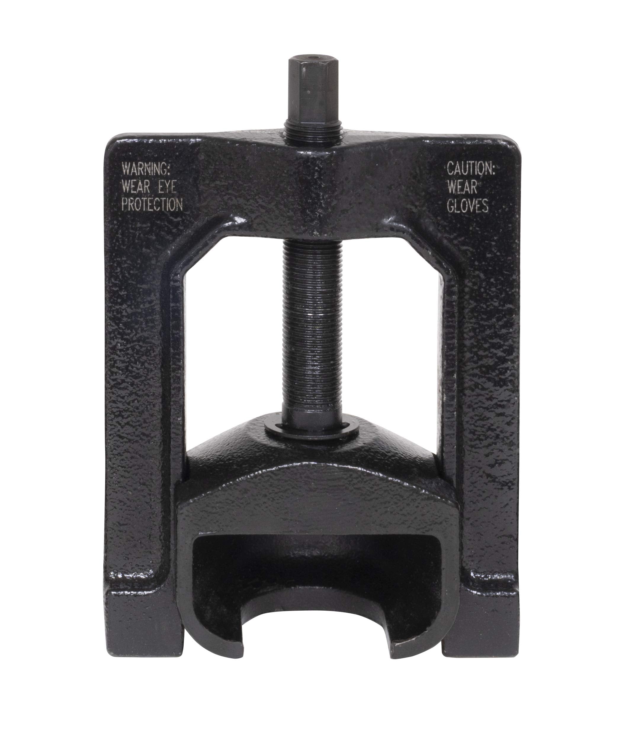 Lisle 42900 front view showing puller positioned on u-joint cap for safe removal