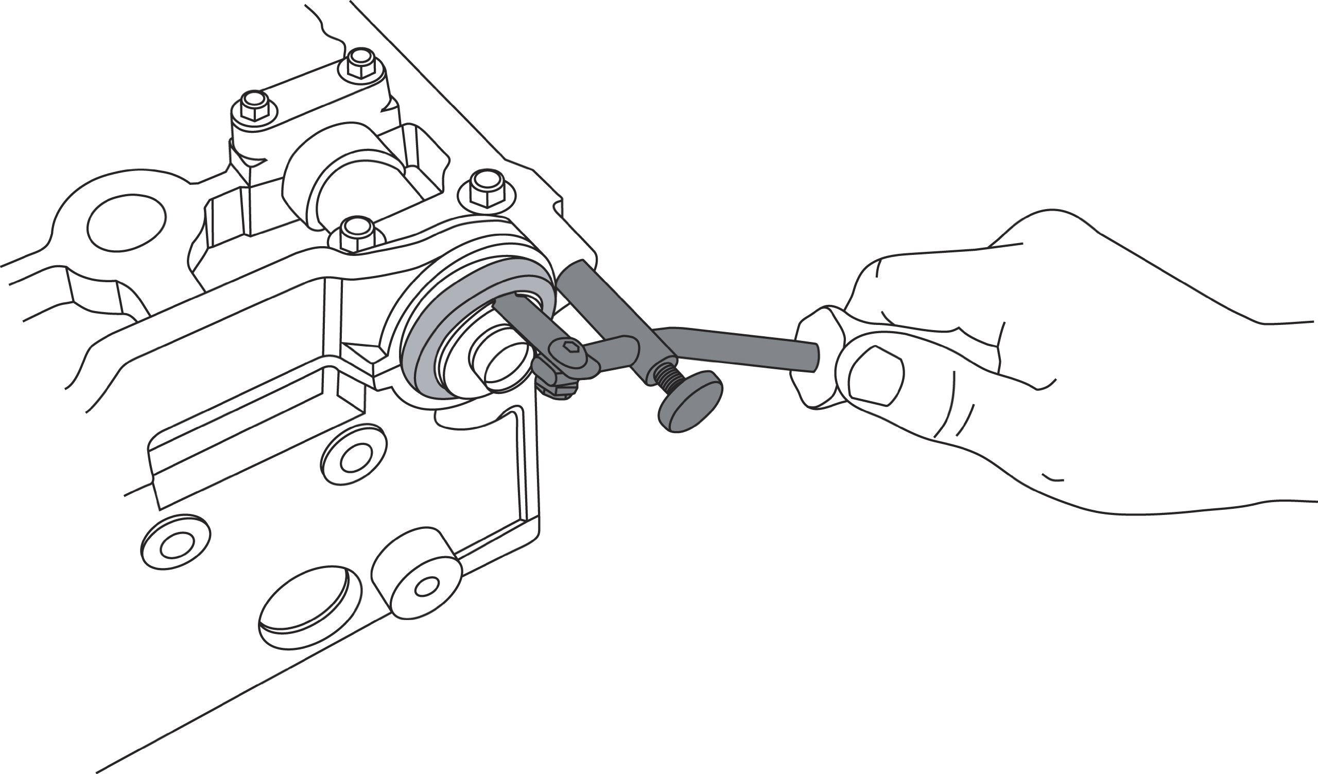 Lisle 58430 close-up of adjustable hook and push rod for precise seal engagement