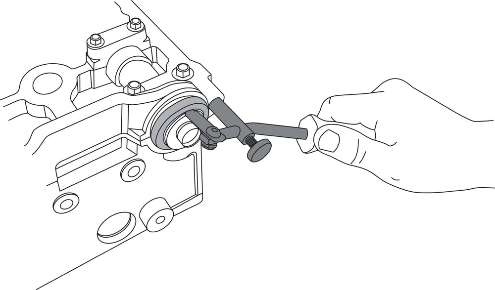 Lisle 58430 close-up of adjustable hook and push rod for precise seal engagement