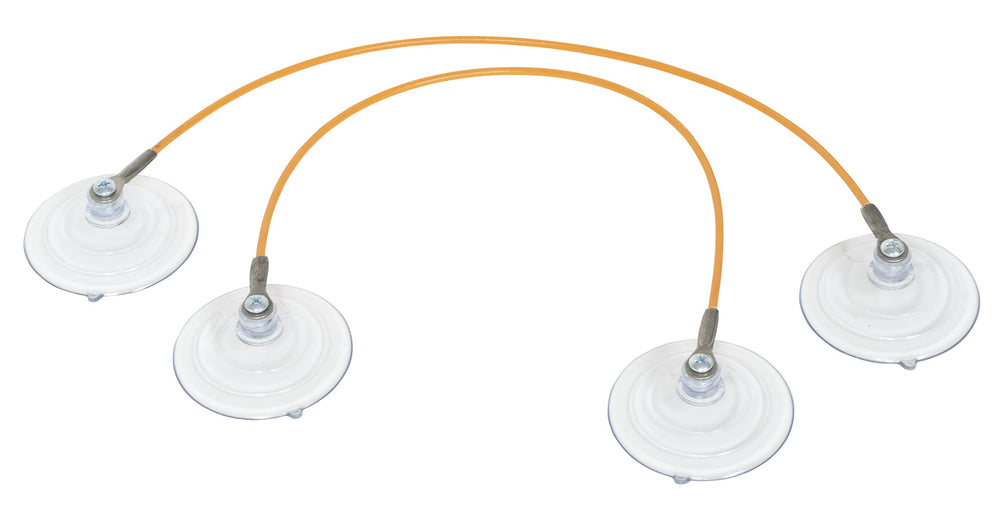 Lisle window holder front view showing cable and suction cups for secure support
