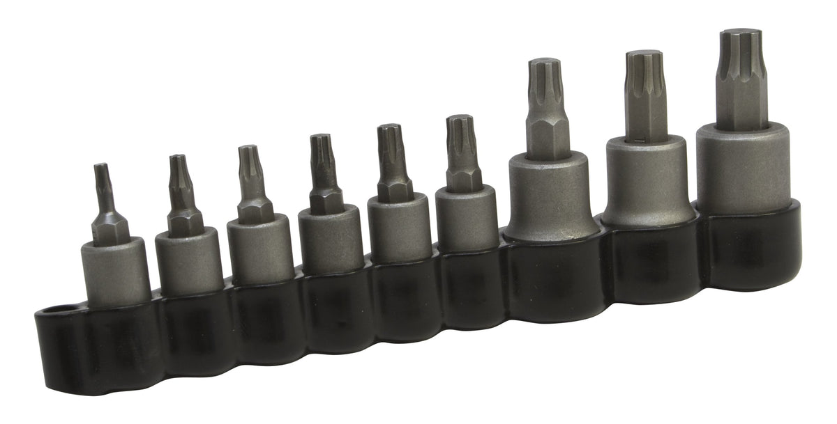 Lisle 81000 front view showing vinyl holder and nine organized bits for quick selection