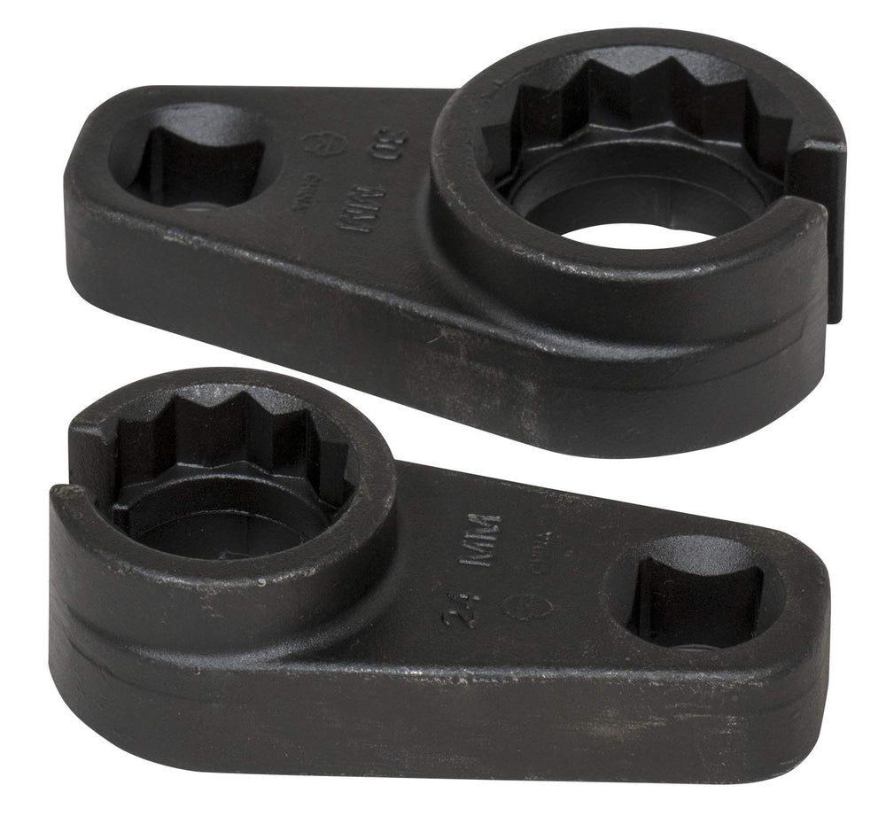 Lisle front view of socket set showing two offset sockets and drive for easy access