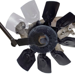 Lisle tool in use with air hammer removing fan clutch nut for faster service