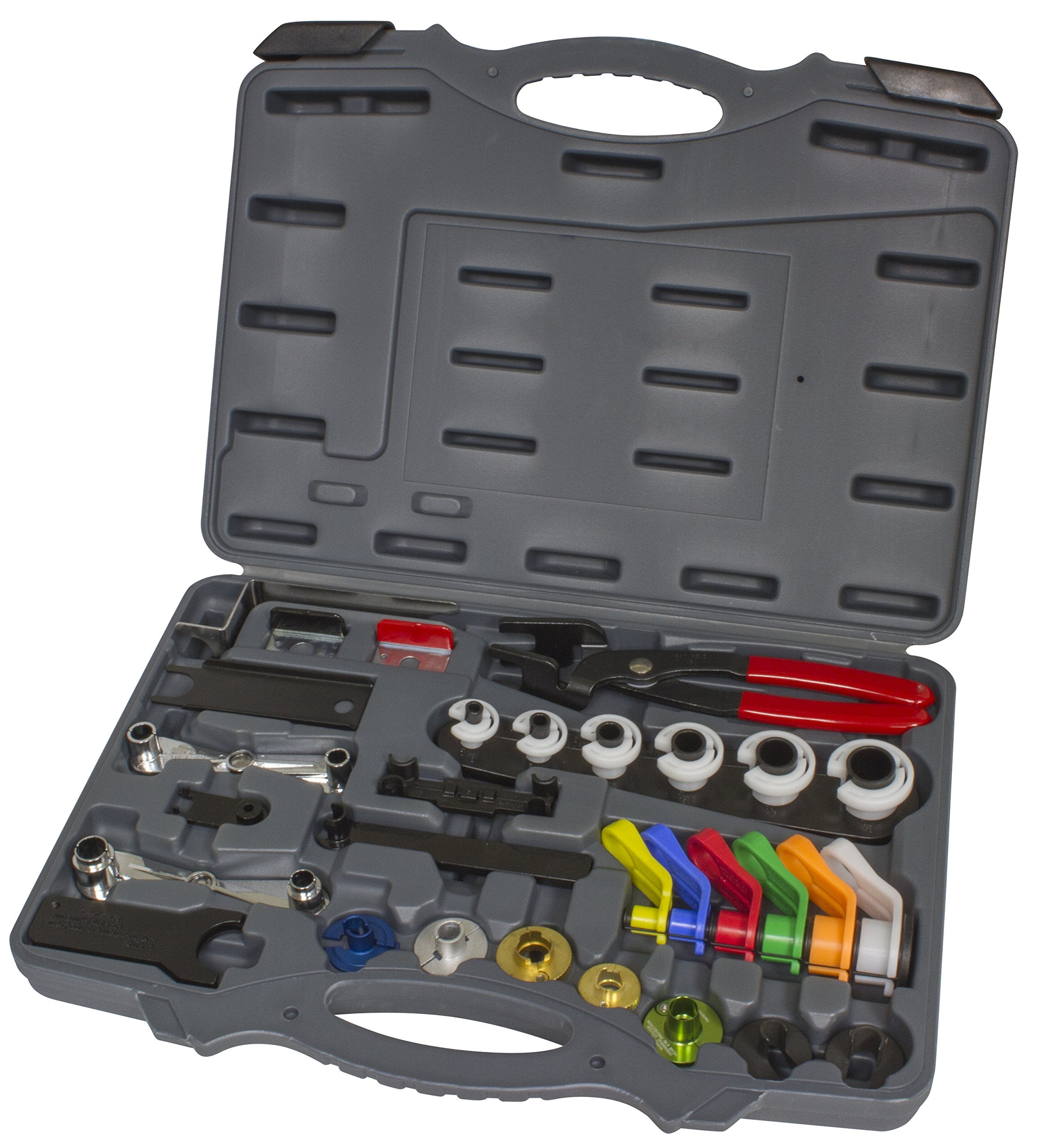 Lisle 39850 kit front view showing molded case and organized tools for quick-access